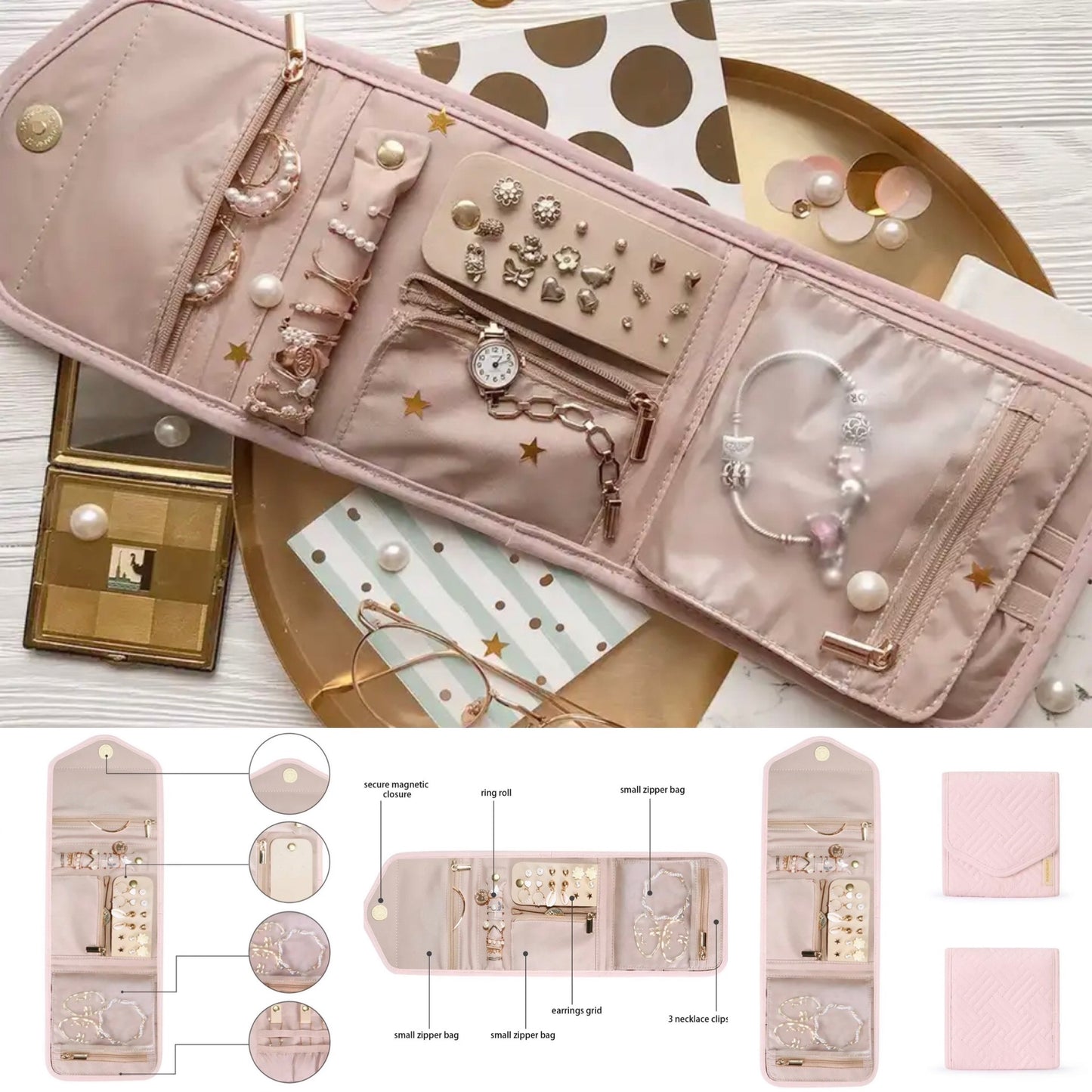 PORTABLE TRAVEL SIZE JEWELRY ORGANIZER