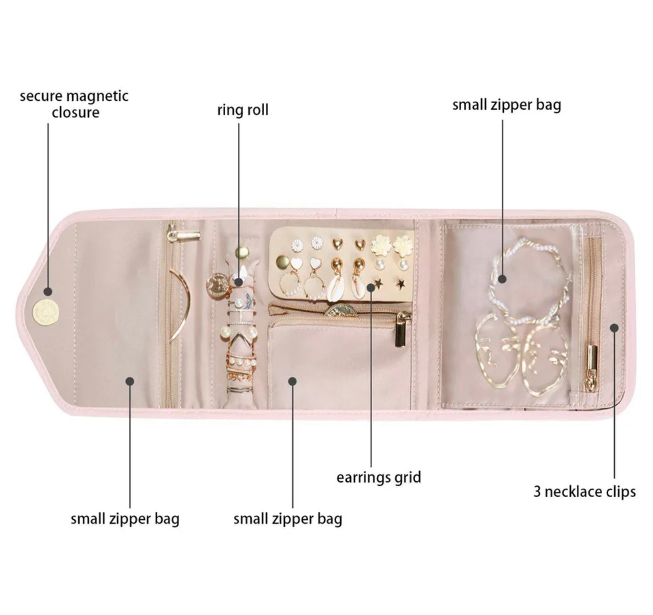 PORTABLE TRAVEL SIZE JEWELRY ORGANIZER