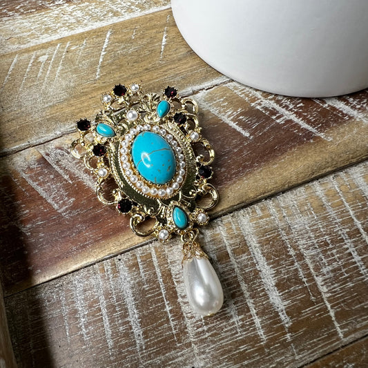 SCAR'S BLUE PEARL BROOCH PIN